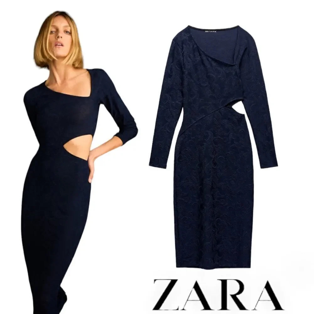 ZARA | Navy | CUT OUT JACQUARD DRESS (5039/515)